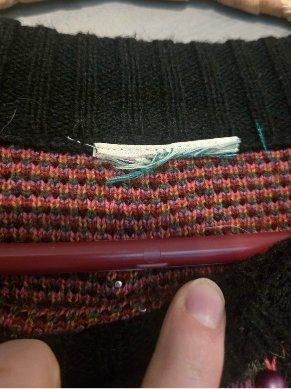 Farm Rio Black Ikat Ball Sweater - Picture 5 of 5
